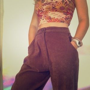 Brown suede dress pants